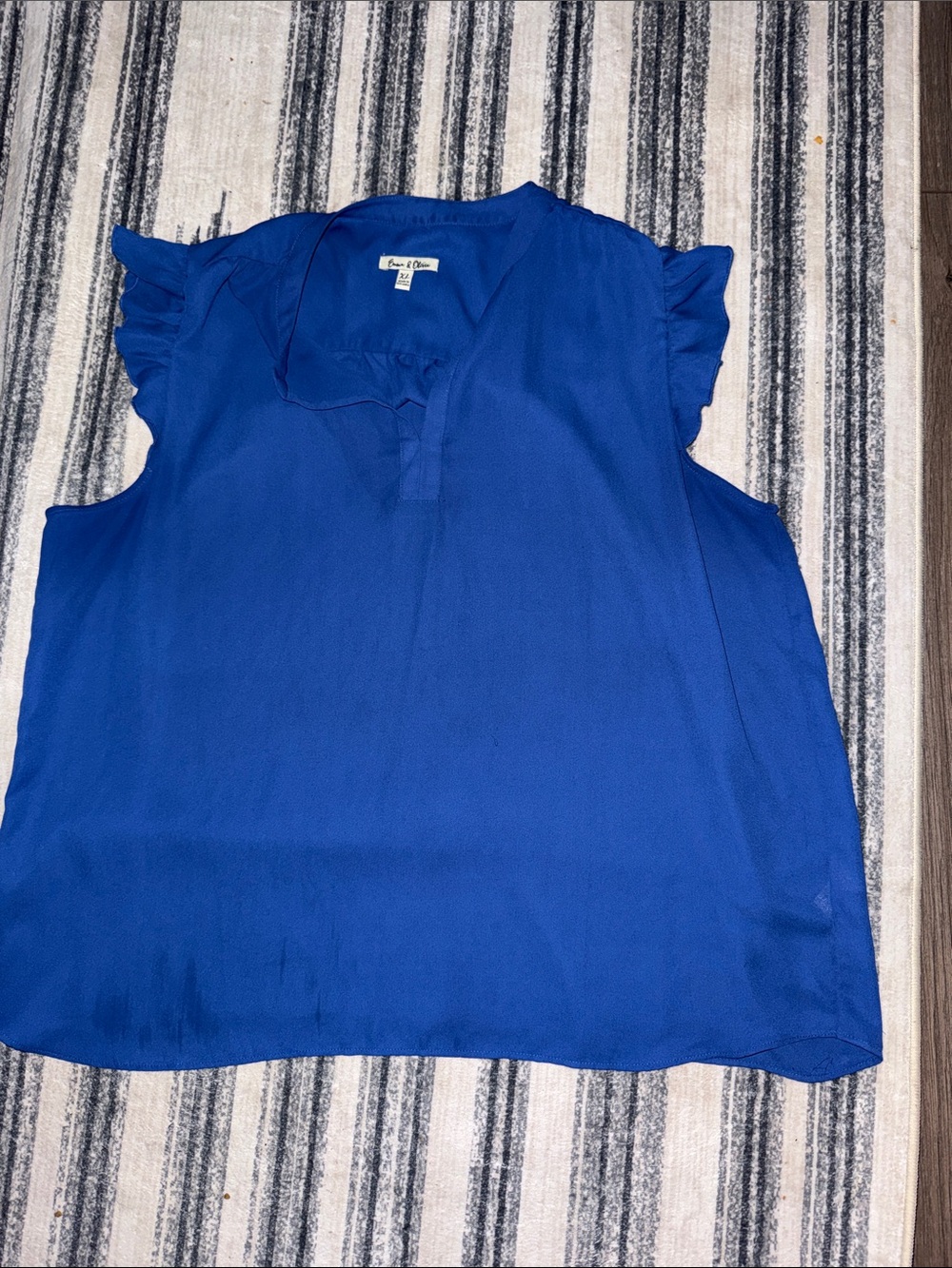 Cobalt Blue Ruffled Sleeve Shell Top